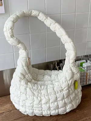 2025 Korean New Pleated White Shoulder Bag