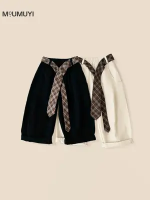 Children Korean Curved Leg Pants 2026 Spring Belt Casual Loose Pants