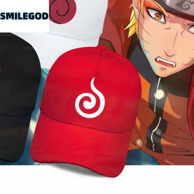 Blue Anime Hat with Red Spiral Logo for Youth