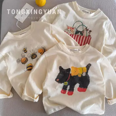 Tongxing Yuan Cartoon T-Shirt for Boys Girls Cotton Spring Autumn
