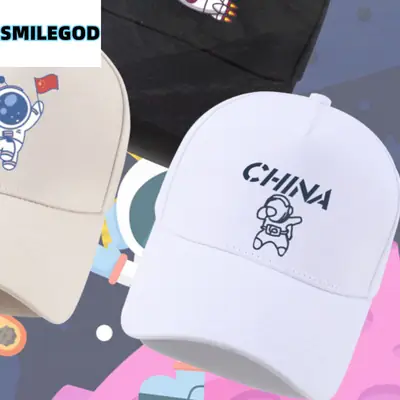 Men's Astronaut Cartoon Cap White Korean Fashion