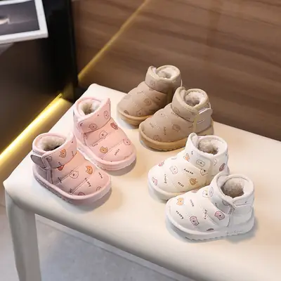 Winter Warm One-Year-Old Baby Girl Toddler Shoes Men's Soft-Soled Toddler Shoes Baby Shoes Fleece-Lined and Thickeneded 6-12 Months