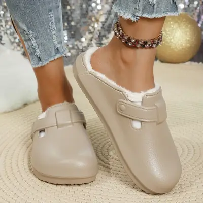 Women Cross-Border Cotton Slipper Beige Winter Waterproof