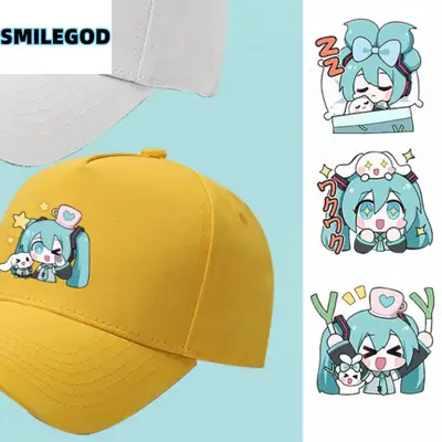 Hatsune Miku Cartoon Cap Black Curved Brim