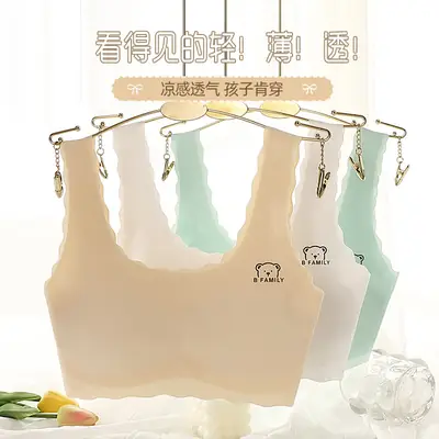 Girls' Intimates Development Period Primary School Students 12-16 Years Old Ice Silk Seamless Junior High School Girls' Bra Kidsren's Vest