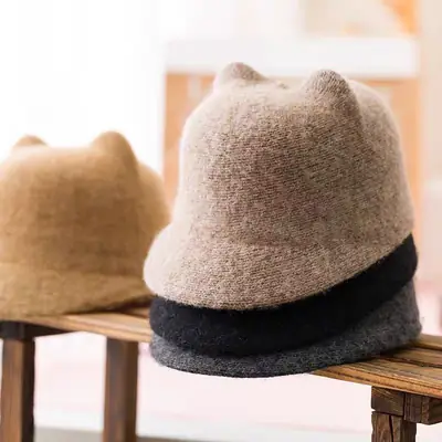 Girls Korean Style Warm Cashmere Hats Autumn Winter