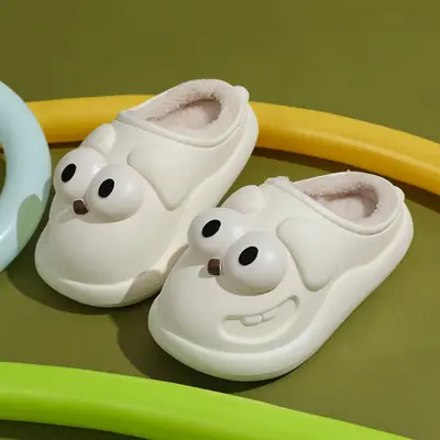 Eva Bag Heel Cotton Slippers for Women Winter Waterproof Outer Wear Warm Slippers for Home All-Inclusive Cute Cartoon Cotton Shoes Winter