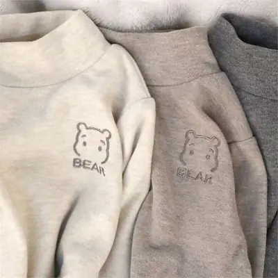 Girls Velvet Bear Logo T-Shirts Winter Spring