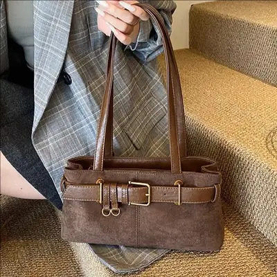 Retro Suede Armpit Bag Brown 2025