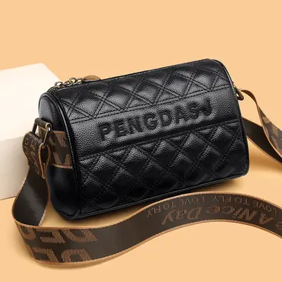 Black Quilted Crossbody Bag for Women Boston Design