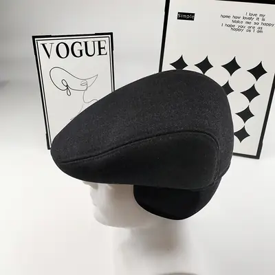 Woolen Forward Cap for Elderly Men Winter Warm Ear Protection