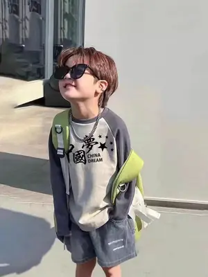 Pure Cotton Bear Print Long Sleeve T-Shirt for Boys