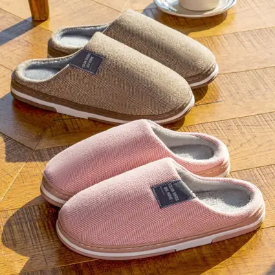 Women Winter Cotton Slippers Pink Antibacterial 2025