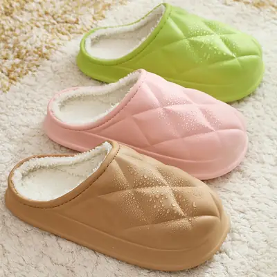 Pink Waterproof EVA Slippers with Ribbed Design