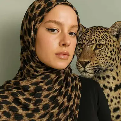 Single-Sided Printed Permeable Shawl for Women