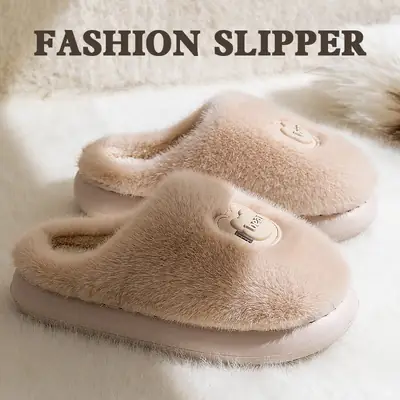 Women Cotton Warm Slippers Winter Fleece Anti-Slip
