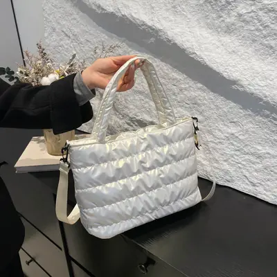 Glossy Pearlescent New Tote Bag Autumn Winter Large Capacity