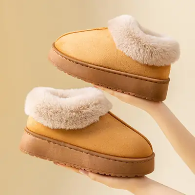 Women Warm Faux Fur Snow Boots Beige
