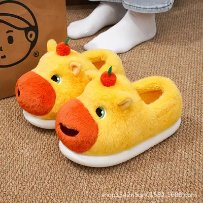 Cute Plush Capybara Slippers for Women Winter Warm Non-Slip