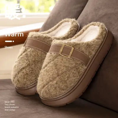 Women Winter Warm Cotton Slippers with Thickened Toe