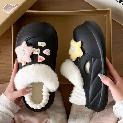 Eva Cute Heart Slippers Winter Warm Cotton for Women