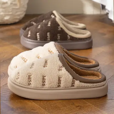 Mingsheng Cotton Slippers Women's Winter 2025 New Indoor Home Warm Plush Slippers Men's Home Men's Autumn and Winter