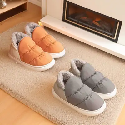 Winter Warm Cotton Slippers for Men Women Blue Orange