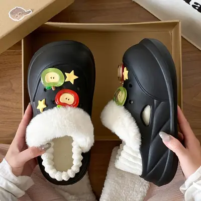 Women's Cute Furry Shoes for Winter Travel Warm Slippers