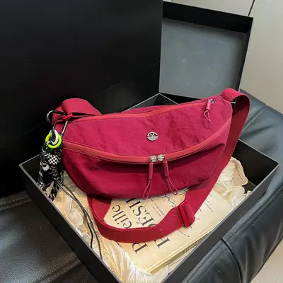 Women's Red Suede Crossbody Bag 2025 New