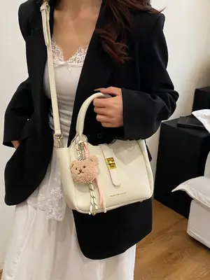 Women's Cream Crossbody Bag with Cute Decor