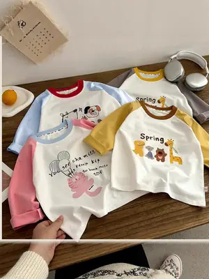 Spring Cartoon Long Sleeve T-Shirt for Boys Pure Cotton