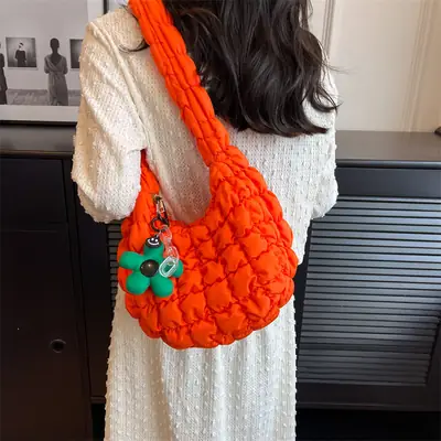 Trendy Orange Bubble Shoulder Bag for Women