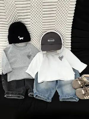 Boys Long Sleeve Baby T-Shirt Grey New Spring Autumn