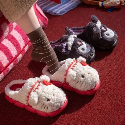 Sanrio Winter Cotton Slippers for Women Winter Home Indoor Thick-Soled Cotton Slippers Warm Wool Slippers Home Home Slippers