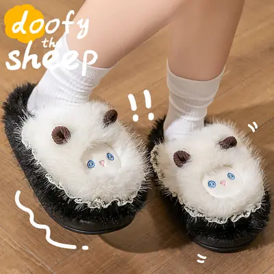 Cute Furry Cotton Slippers for Women Autumn Winter