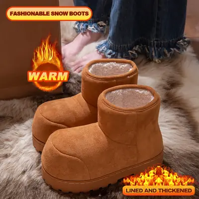 Thick-Soled Height-Increasing Cotton Slippers for Women, Snow Boots, Bread Boots for Women, 2025 Winter New Style, Knee-High Thickeneded Cotton Boots