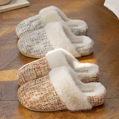 Women Wool Slippers Warm Anti-Slip Winter Indoor
