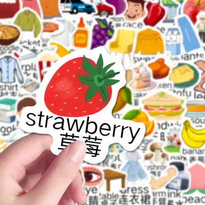 260 Primary School Special English Stickers for Kidsren Commonly Used Simple Words Enlightenment Notebook Handbook Stickers Waterproof