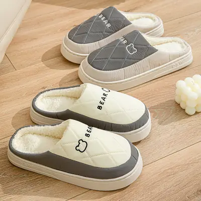 Warm Plush Cotton Slippers for Women Winter