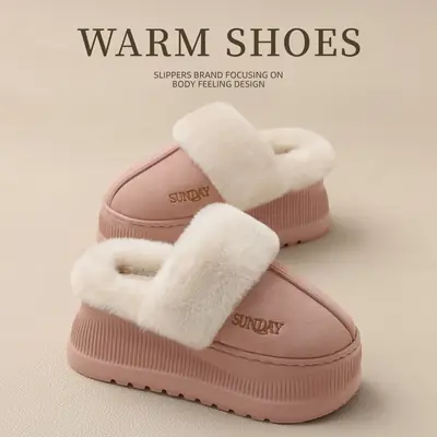 Women Winter Warm Plush Slipper Pink