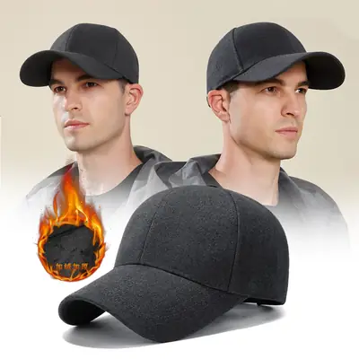 Winter Grey Fleece Lined Baseball Cap for Men Women