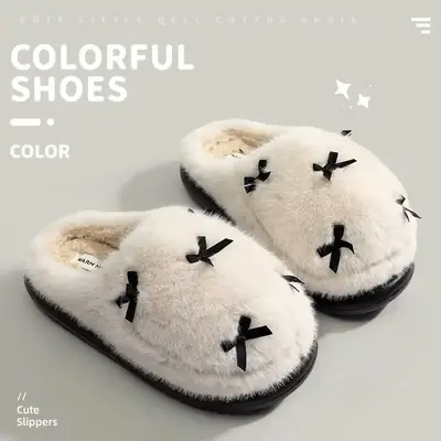 Winter Furry Slippers for Women Warm Fleece Lined