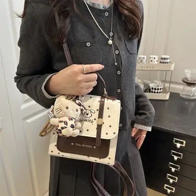 Women's Polka Dot Crossbody Bag with Crossbody Strap
