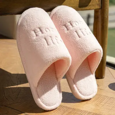 Pink Cotton Slippers for Women Winter Indoor Non-Slip