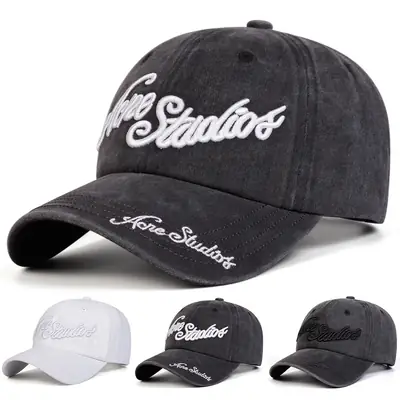 Vintage Faded Wash Cap with Heavy Embroidery Letter