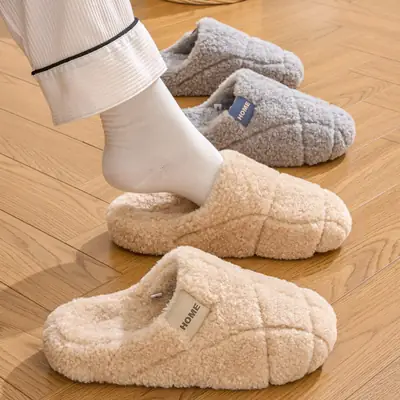 Winter Cotton Slippers for Women Brown Indoor Warm