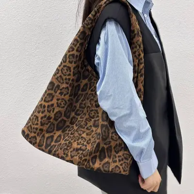 Women Leopard Print Shoulder Bag 2025 Korean Style