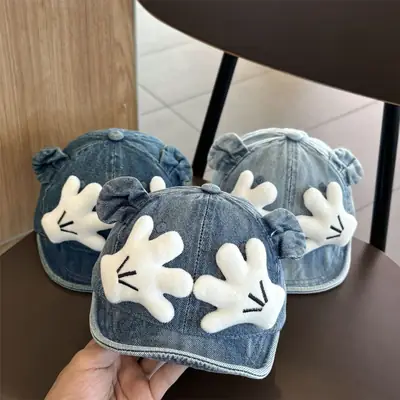 Baby Denim Baseball Cap with Gloves for Kids