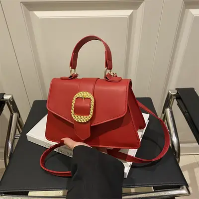 Red Leather Crossbody Bag for Women 2025