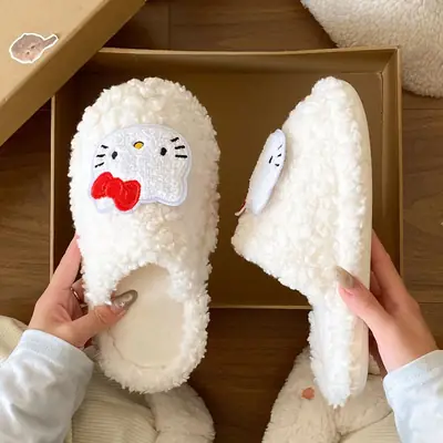 Cartoon Cat Cotton Slippers for Women Warm Indoor Wear